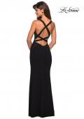 Picture of: Long Black Prom Dress with Illusion Cutouts in Black, Style: 27538, Detail Picture 3