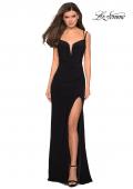 Picture of: Form Fitting Long Jersey Dress with Ruching in Black, Style: 27564, Detail Picture 3