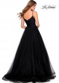 Picture of: Long Tulle Pleated Bodice Prom Gown with Pockets in Black, Style: 28123, Detail Picture 3