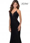 Picture of: Long Mermaid Lace Dress with Back Rhinestone Detail in Black, Style: 28355, Detail Picture 3