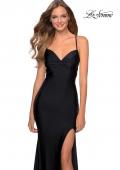 Picture of: Form Fitting Prom Dress with Ruched Bow Bodice in Black, Style: 28536, Detail Picture 3