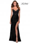 Picture of: Stretch Lace Dress with Sheer Bodice and Rhinestones in Black, Style: 28576, Detail Picture 3
