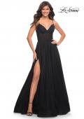 Picture of: Tulle A-line Prom Dress with Corset Sheer Bodice in Black, Style: 30334, Detail Picture 3