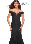 Picture of: Mermaid Lace Off the Shoulder Gown with Sheer Back in Black, Detail Picture 3