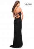Picture of: Illusion Lace Gown with Deep V Neckline in Black, Style: 30595, Detail Picture 3