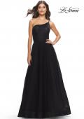 Picture of: One Shoulder A-Line Tulle Gown with Sheer Bodice in Black, Style: 31069, Detail Picture 3
