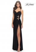 Picture of: Jersey Long Prom Dress with Trendy Waist Cut Outs in Black, Style: 31174, Detail Picture 3