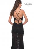Picture of: Romper Lace Dress with Sheer Skirt and Lace Up Back in Black, Style: 31253, Detail Picture 3