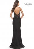 Picture of: Rhinestone Jersey Dress with Sheer Lace Back in Black, Style: 31341, Detail Picture 3
