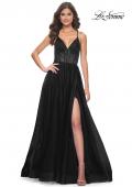Picture of: A-Line Prom Dress with Illusion Ruched Bodice in Black, Style: 31457, Detail Picture 3