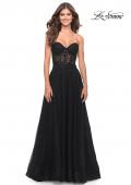 Picture of: Rhinestone Tulle A-Line Gown with Lace Bodice in Black, Style: 31525, Detail Picture 3