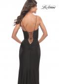 Picture of: Jersey Dress with Lace Up Deep V Neckline in Black, Style: 31553, Detail Picture 3
