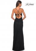 Picture of: Rhinestone Embellished Fitted Dress with Illusion Bustier Top in Black, Style: 31701, Detail Picture 3