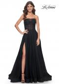 Picture of: Rhinestone Embellished Tulle Gown with Strapless Top in Black, Style: 32029, Detail Picture 3