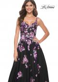 Picture of: Pretty Lace Sequin Embellished Gown with High Slit in Black, Style: 32030, Detail Picture 3
