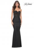 Picture of: Sweetheart Rhinestone Fishnet Bodice Dress with Fitted Skirt in Black, Style: 32069, Detail Picture 3