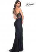 Picture of: Jersey Dress with Illusion Waist and Bustier Top in Black, Style: 32258, Detail Picture 3