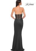 Picture of: Chic Jersey Evening Dress with Rhinestone Neckline in Black , Style 32733, Detail Picture 3