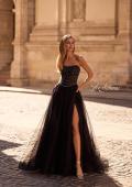 Picture of: Strapless Tulle Gown with Unique Beaded Sheer Top in Black , Style 32856, Detail Picture 3