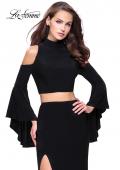 Picture of: Long Two Piece Dress with Cold Shoulders and Bell Sleeves in Black, Style: 25353, Detail Picture 4