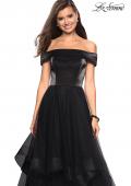 Picture of: Elegant Off the Shoulder Tulle Layered Ball Gown in Black, Style: 27224, Detail Picture 4