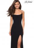 Picture of: Simple Floor Length Jersey Dress with Scoop Neck in Black, Style: 27469, Detail Picture 4