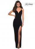 Picture of: Form Fitting Jersey Prom Dress with Criss Cross Back in Black, Style: 27622, Detail Picture 4