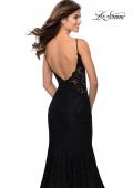 Picture of: Long Mermaid Lace Dress with Back Rhinestone Detail in Black, Style: 28355, Detail Picture 4