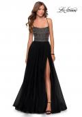 Picture of: Long Tulle Prom Dress with Beaded Bodice in Black, Style: 28535, Detail Picture 4