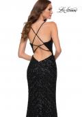 Picture of: Long Sequin Gown with Thick Sequin Print Fabric in Black, Style 29642, Detail Picture 4