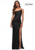 Picture of: Simple One Shoulder Long Sequin Evening Gown in Black, Style: 30391, Detail Picture 4