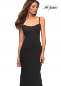 Picture of: Simple Elegant Long Jersey Dress with Scoop Neck in Black, Style: 30541, Detail Picture 4