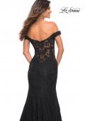 Picture of: Mermaid Lace Off the Shoulder Gown with Sheer Back in Black, Detail Picture 4