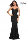 Picture of: Rhinestone Strap Elegant Ruched Jersey Dress in Black, Style: 30712, Detail Picture 4