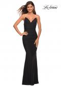 Picture of: Rhinestone Strap Net Jersey Dress with Ruching in Black, Detail Picture 4