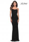 Picture of: Chic Soft Sequin Stretch Dress with Open Back in Jewel Tones in Black, Style: 31027, Detail Picture 4