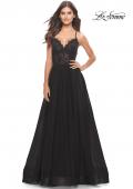 Picture of: Tulle Dress with Full Skirt and Sheer Lace Bodice in Black, Style: 31271, Detail Picture 4