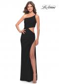 Picture of: One Shoulder Dress with Side Cut Out and Unique Back in Black, Style: 31386, Detail Picture 4