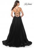 Picture of: A-Line Prom Dress with Illusion Ruched Bodice in Black, Style: 31457, Detail Picture 4