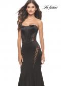 Picture of: Liquid Jersey Gown with Mesh Strappy Side Panels in Black, Style: 31601, Detail Picture 4