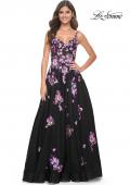 Picture of: Pretty Lace Sequin Embellished Gown with High Slit in Black, Style: 32030, Detail Picture 4