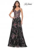 Picture of: Unique Lace Sequin Applique Tulle A-Line Prom Dress in Black, Style: 32031, Detail Picture 4