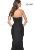 Picture of: Sweetheart Rhinestone Fishnet Bodice Dress with Fitted Skirt in Black, Style: 32069, Detail Picture 4