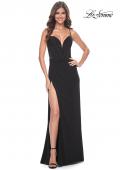 Picture of: Bustier Jersey Dress with Deep V and Illusion Back in Black, Style: 32220, Detail Picture 4