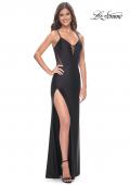 Picture of: Jersey Dress with Illusion Detail and Boning on Bodice in Black, Style: 32229, Detail Picture 4