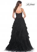 Picture of: Tulle A-Line Dress with Ruffle Skirt and Buster Rhinestone Fishnet Bodice in Black, Style: 32233, Detail Picture 4