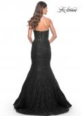 Picture of: Mermaid Stretch Lace Dress with Bustier Top and Sheer Back in Black, Style: 32249, Detail Picture 4