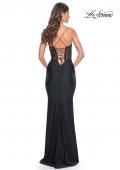 Picture of: Jersey Dress with Illusion Waist and Bustier Top in Black, Style: 32258, Detail Picture 4