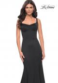 Picture of: Mermaid Jersey Gown with Bustier Top and Lace Up Back in Black, Style: 32268, Detail Picture 4