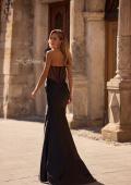 Picture of: Strapless Stretch Satin Dress with Sheer Corset Back in Black , Style 32649, Detail Picture 4